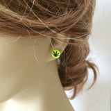 green cannabis earring stud post earring