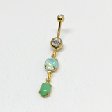 cute belly button piercing green mint belly ring