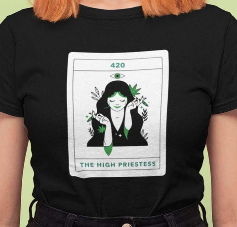 420 weed t shirt for women tarot high priestess