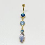 cute belly button piercing gold crystal belly ring blue