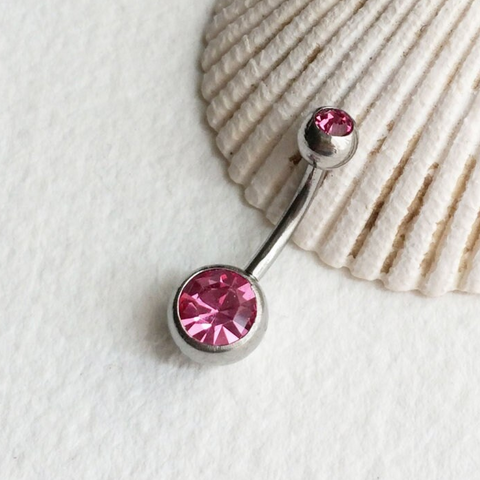 cute belly button piercing pink barbell belly ring silver