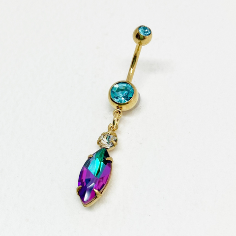 cute belly button piercing blue purple belly ring