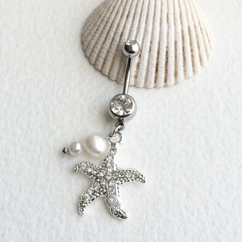 cute belly button piercing starfish beach belly ring