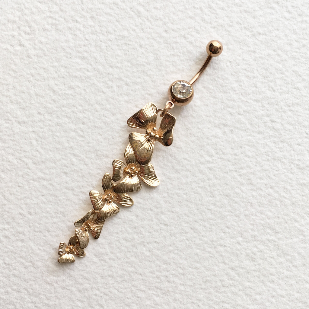 24k Gold Orchid Belly Ring – Smokies Toke Couture