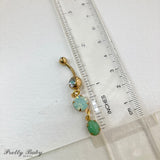 Mint Opal Gold Belly Button Ring