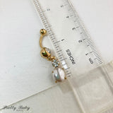 Cute Pearl Gold Dangle Belly Ring