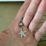 Silver Starfish Belly Button Ring