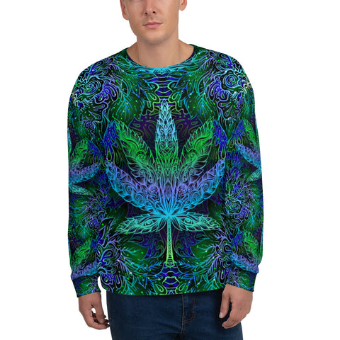 Weed Mandala Festival Sweatshirt - Blue Trippy