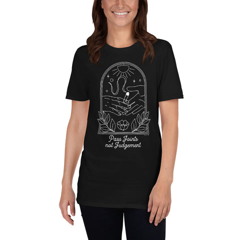 Pass Joints not Judgements Minimalist Weed T Shirt - Dark