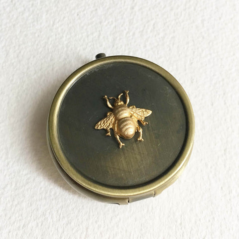 pillbox vintage cannabis box tin bee dabs