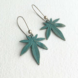 green cannabis earring jewelry patina