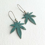 green cannabis earring jewelry patina