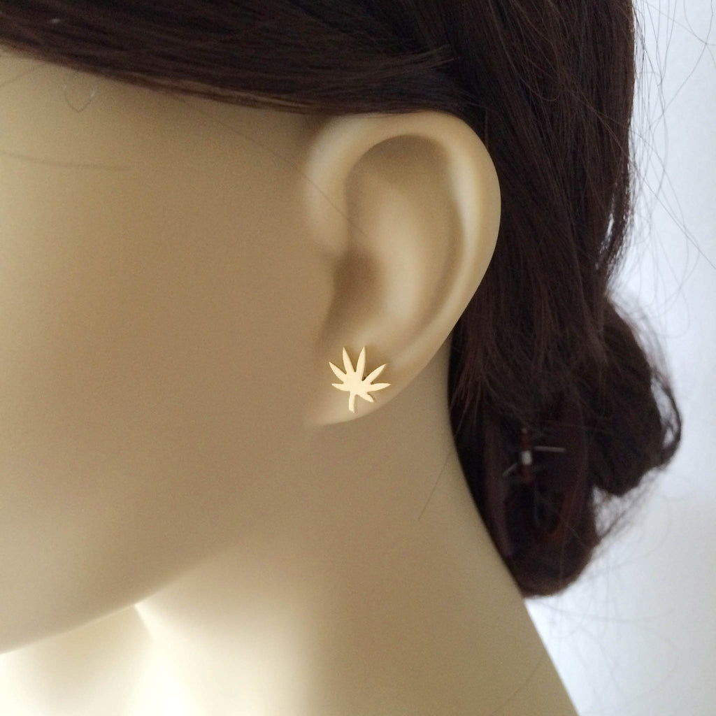 weed gift cannabis jewelry gold earring