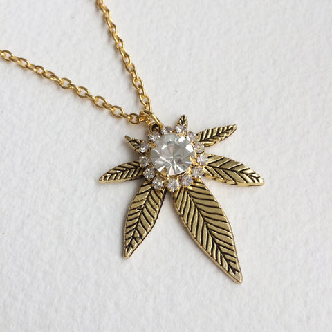 gold weed necklace jewelry