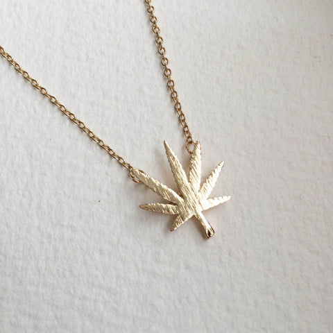 cannabis necklace gold weed jewelry 