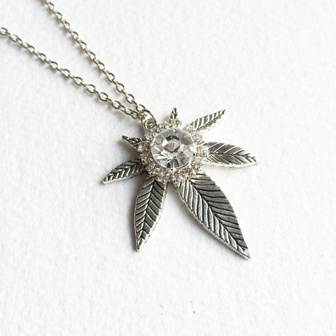 marijuana jewelry necklace silver