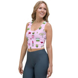 Cute Kawaii Weed Crop Top Tank - Pink Cannabis Doodles