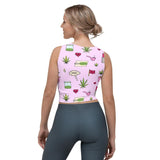 Cute Kawaii Weed Crop Top Tank - Pink Cannabis Doodles