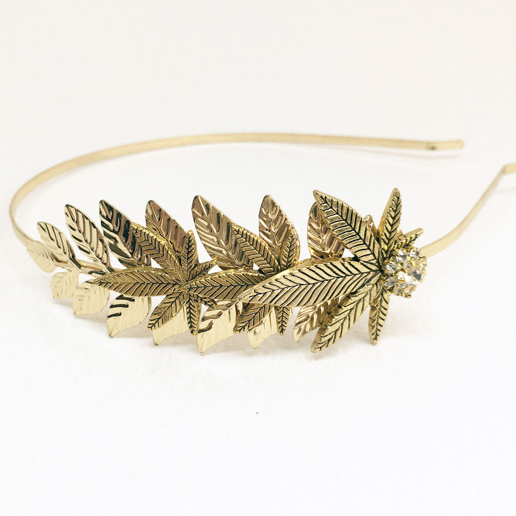 gold weed wedding headpiece